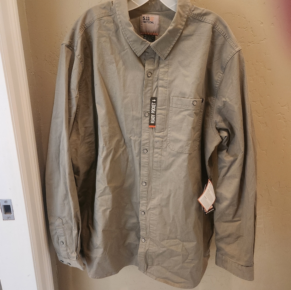 Mens 5.11 Tactical Long Sleeve 2XL New with tags Stone Color